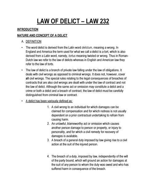 Law of Delict .